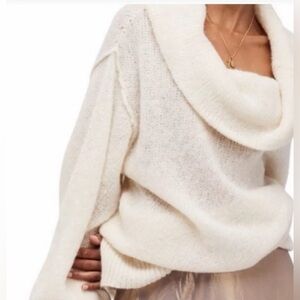 Free People Ophelia off the Shoulder Alpaca Sweater in Ivory